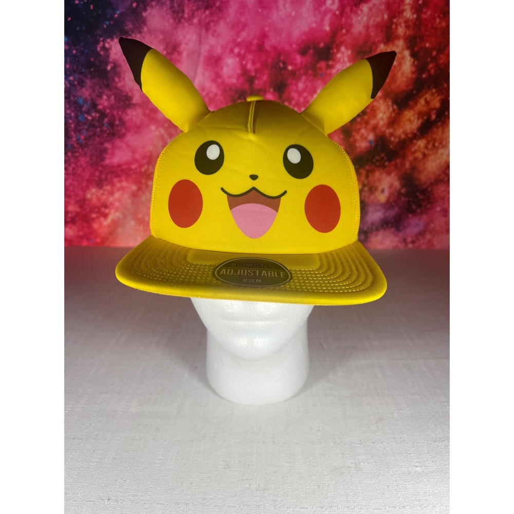 Pokemon Pikachu Yellow Trucker Hat 3D Ears Bioworld Adjustable Snapback Cap OSFM